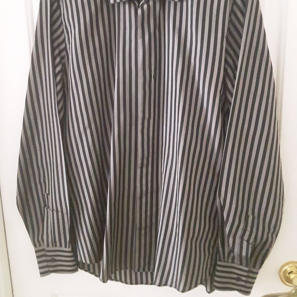 Vintage Cote De France Silk  Shirt Black Stripes Long Sleeve  M - Picture 4 of 15